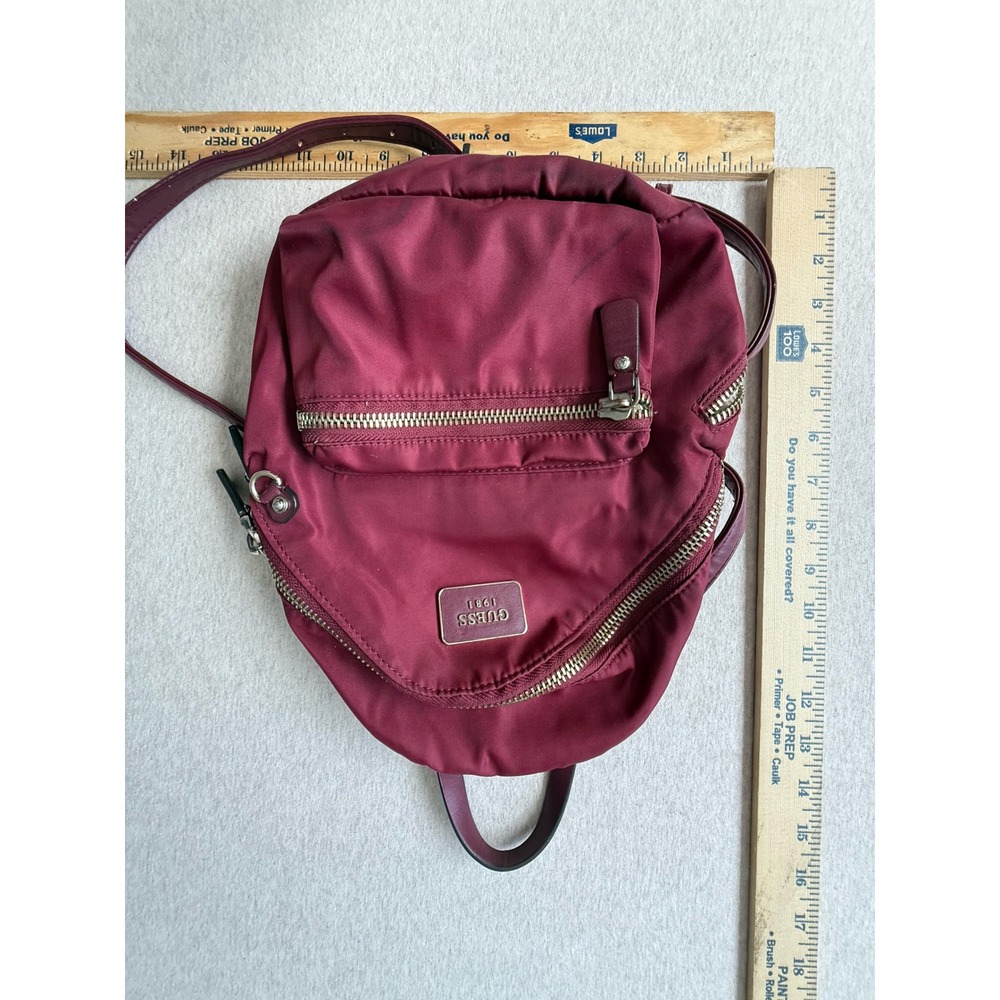 GUESS 1981 Mini Backpack Burgundy Nylon Small Travel Bag NG668331